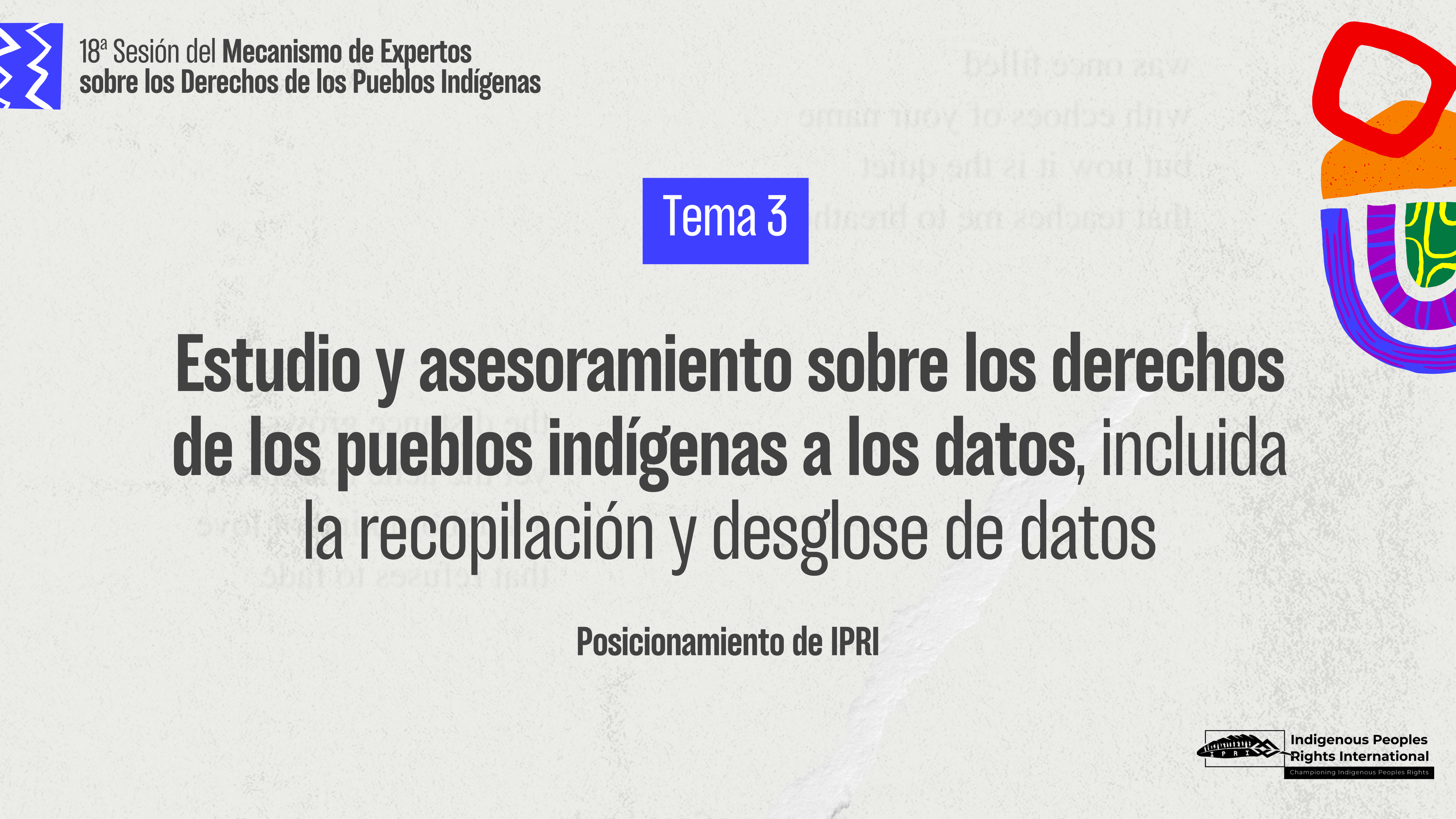 Posicionamiento en EMRIP | Tema 3. Debate sobre el tema "Estudio y asesoramiento sobre los derechos de los pueblos indígenas a los datos, incluida la recopilación y el desglose de datos"
