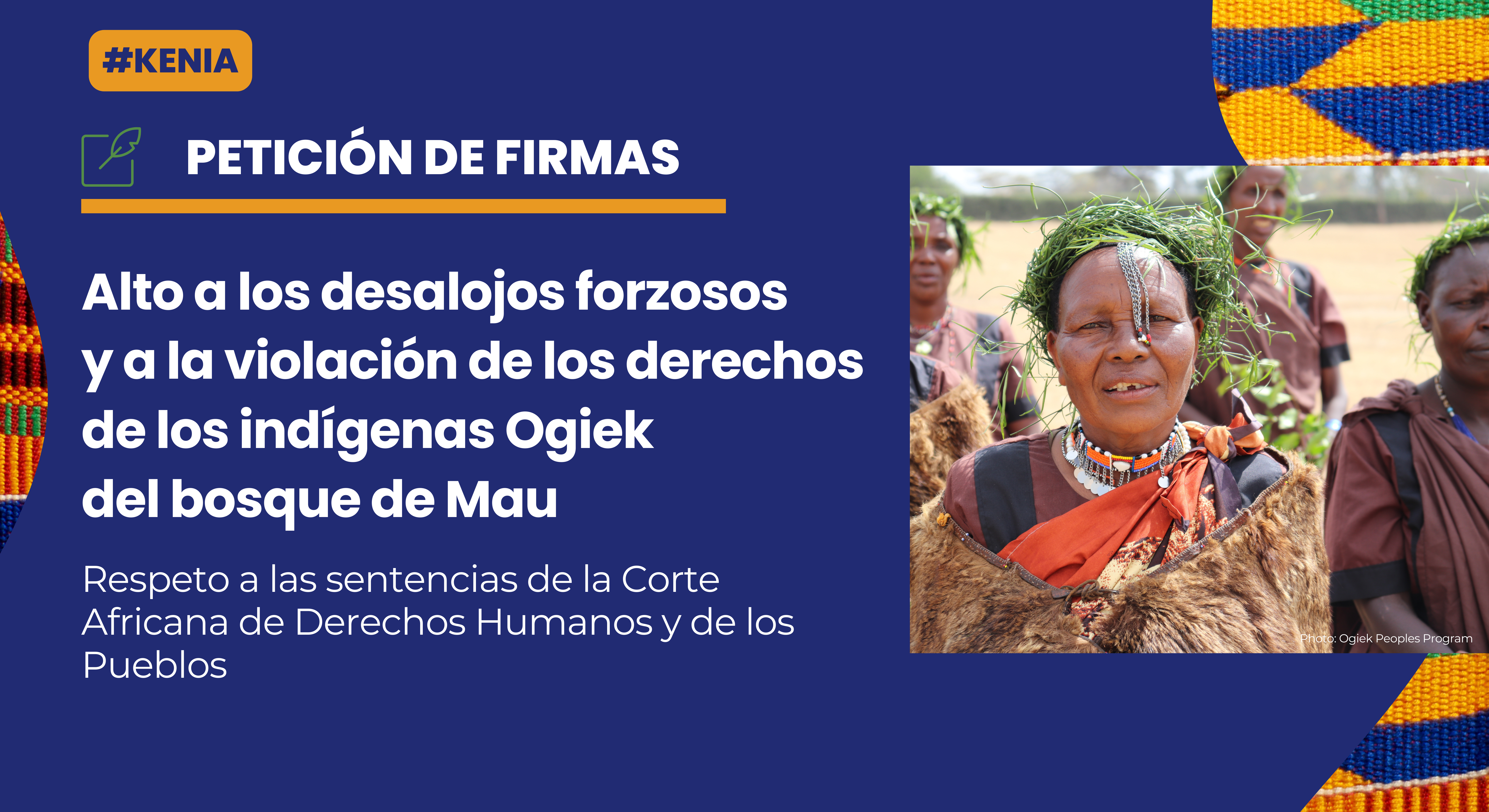 Alto a los desalojos forzosos  y a la violación de los derechos  de los indígenas Ogiek  del bosque de Mau